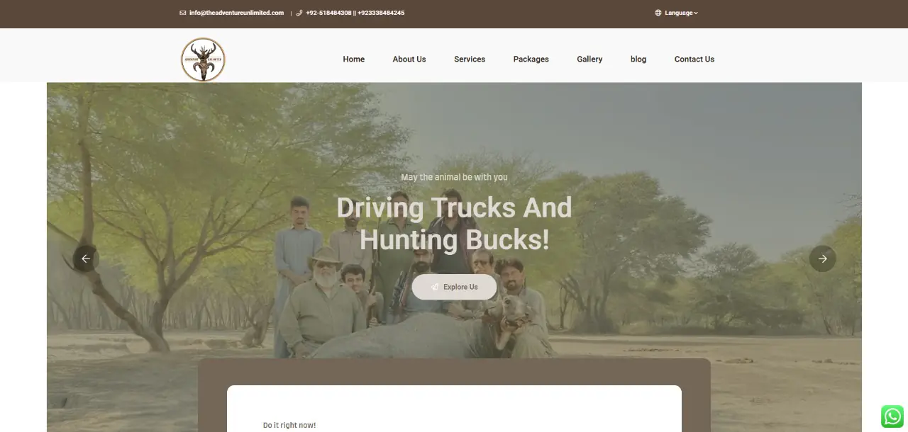 Adventure Unlimited website design