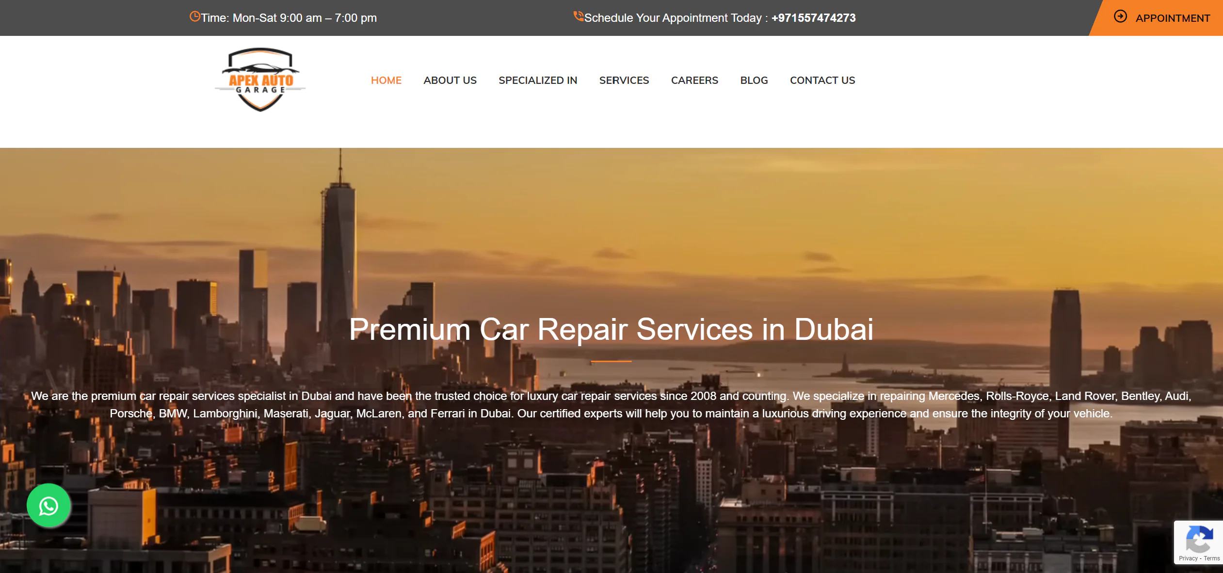 Apex Auto Garage website design