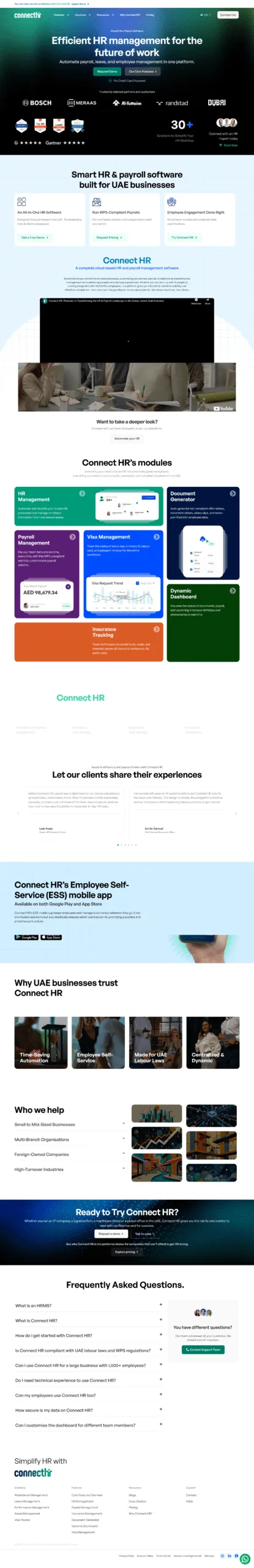 Full-page Connect HR website design