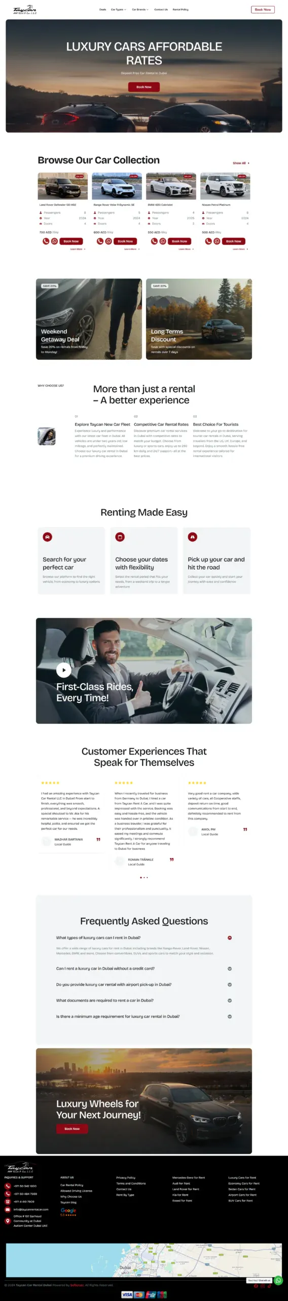 Full-page Luxury Car Rental website design