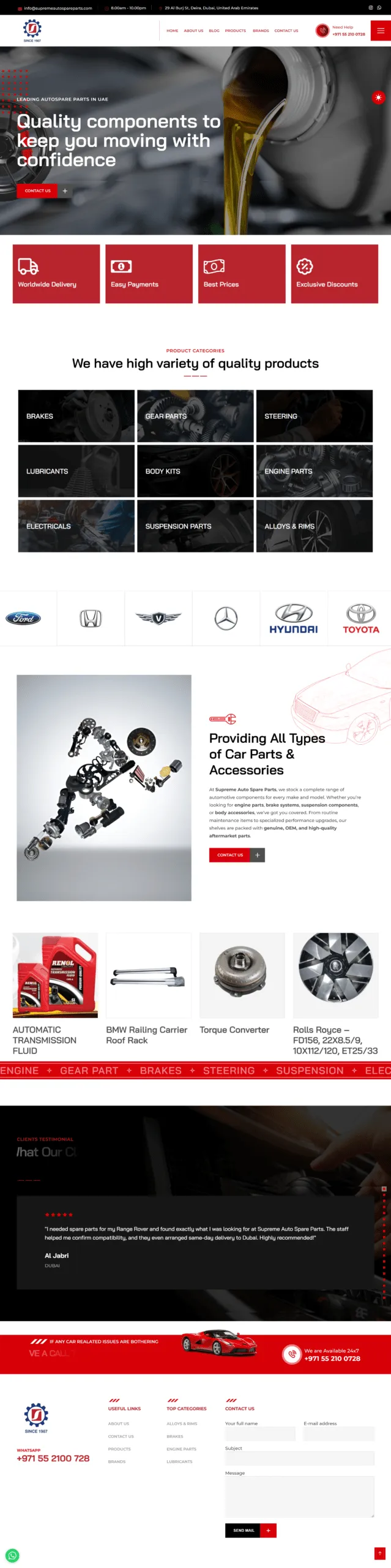 Full-page Supreme Auto website design